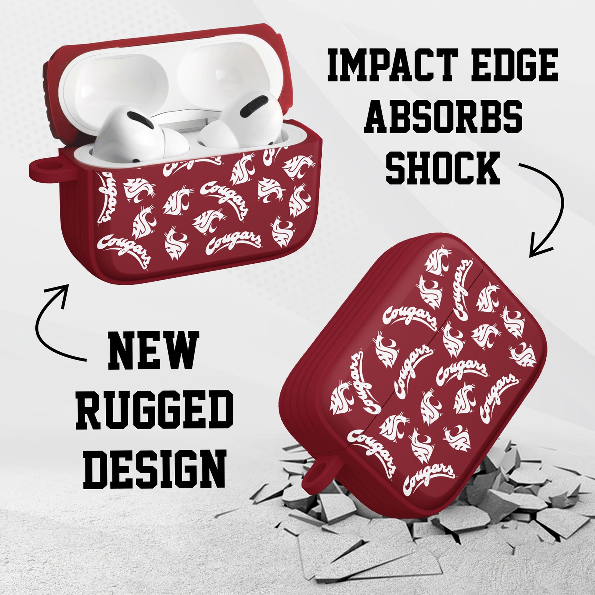 Washington State Cougars HDX Apple Airpods Pro 1 & 2 Case Cover
