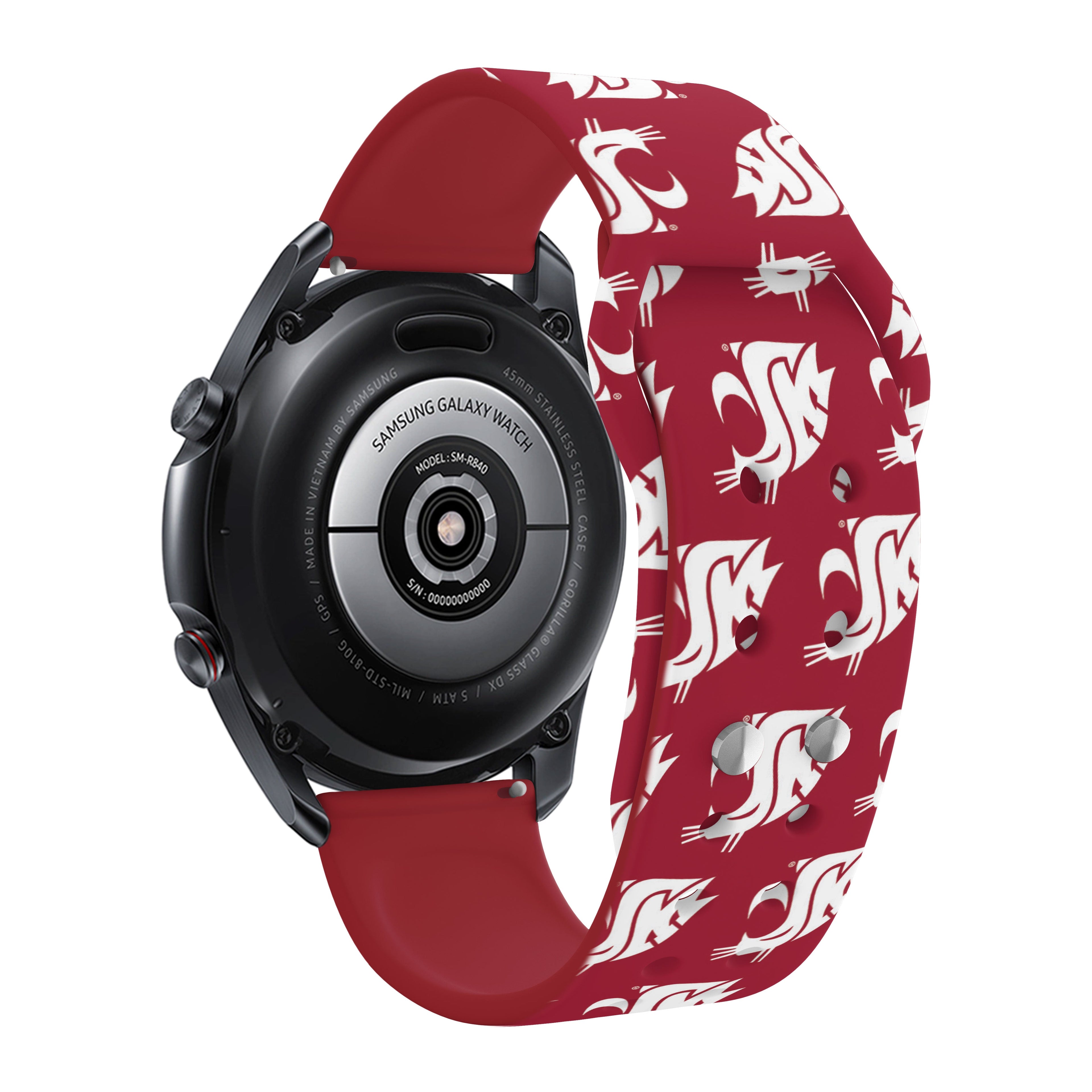 Washington State Cougars HD Watchband for Samsung, Garmin, Fossil, and More for Samsung, Garmin, Fossil, and More