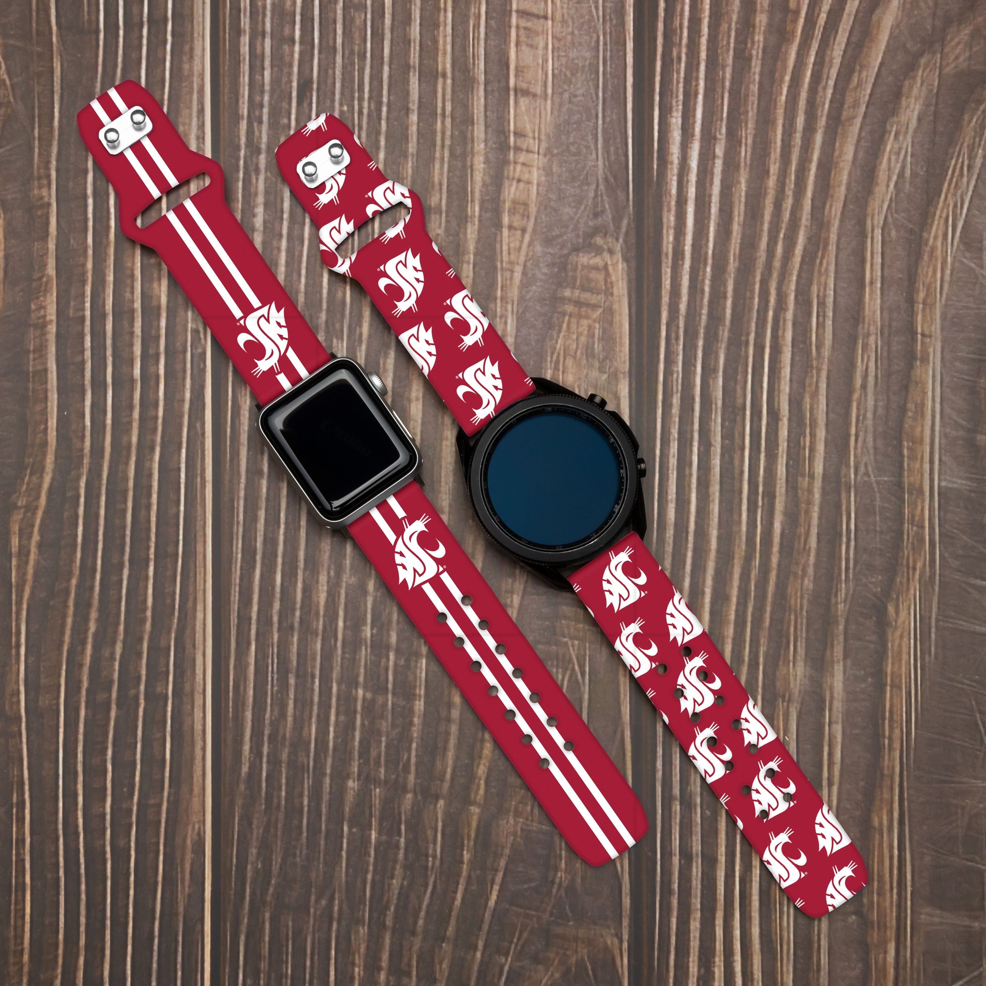 Washington State Cougars HD Watchband for Samsung, Garmin, Fossil, and More for Samsung, Garmin, Fossil, and More
