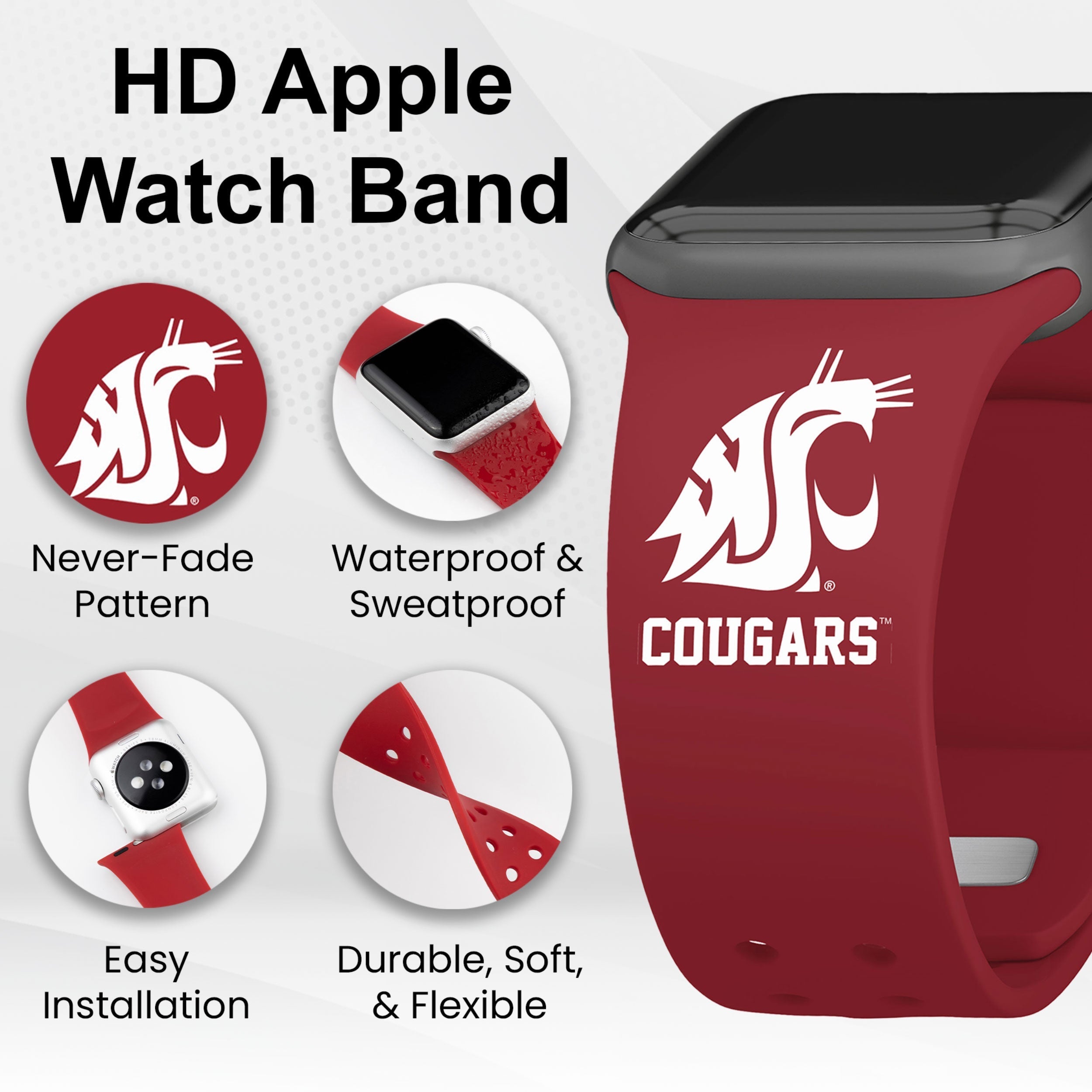 Washington State Cougars HD Apple Watch Band