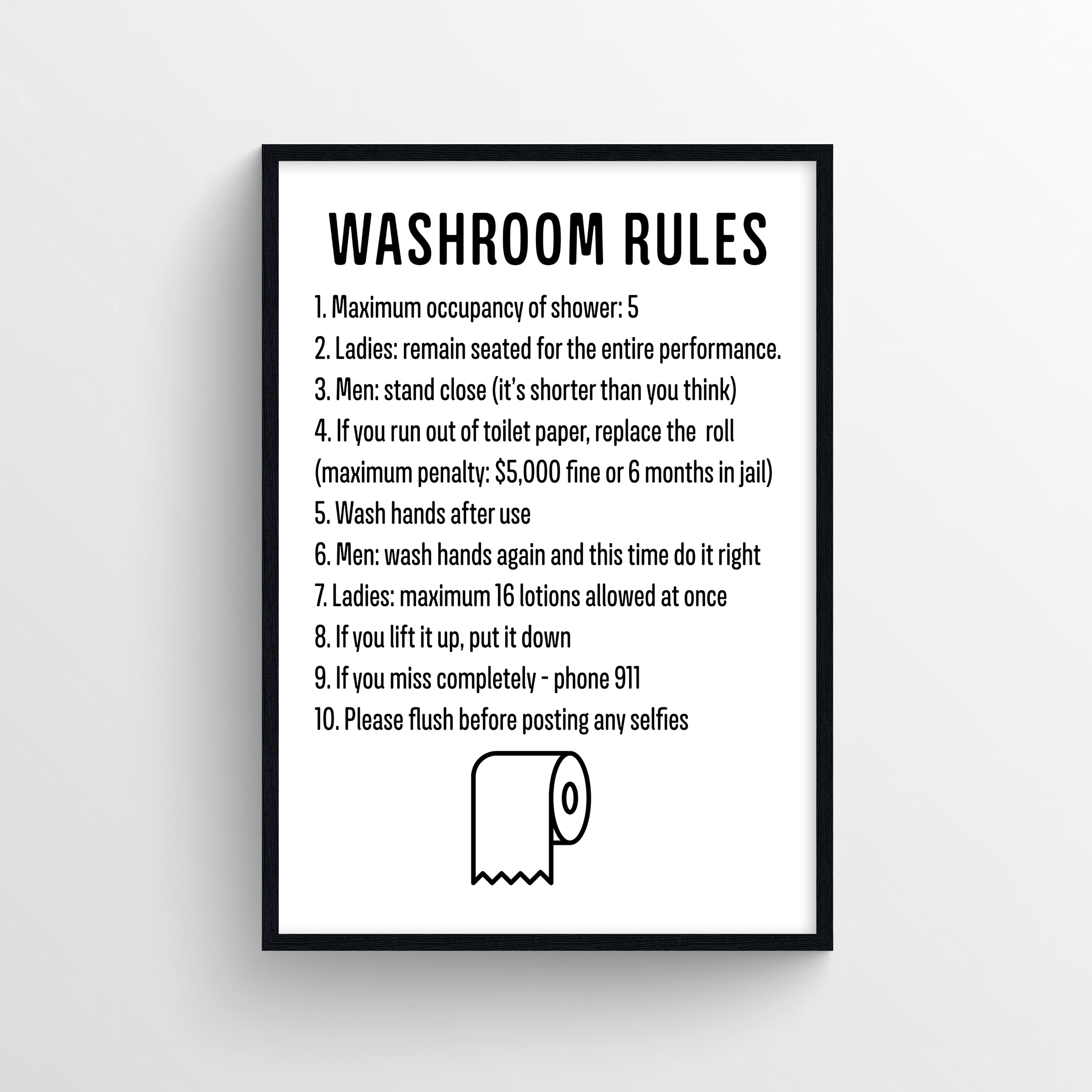 Washroom Rules Bathroom Poster