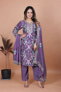 Beautiful purple silk kurti with intricate embroidery details