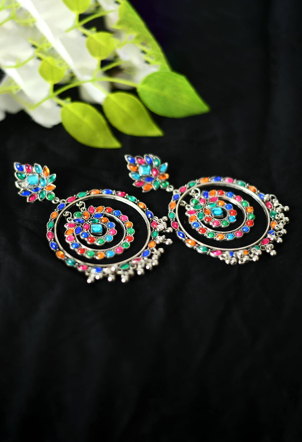 Multi Colour Kundan Circle Earrings for Party and Regular Wear