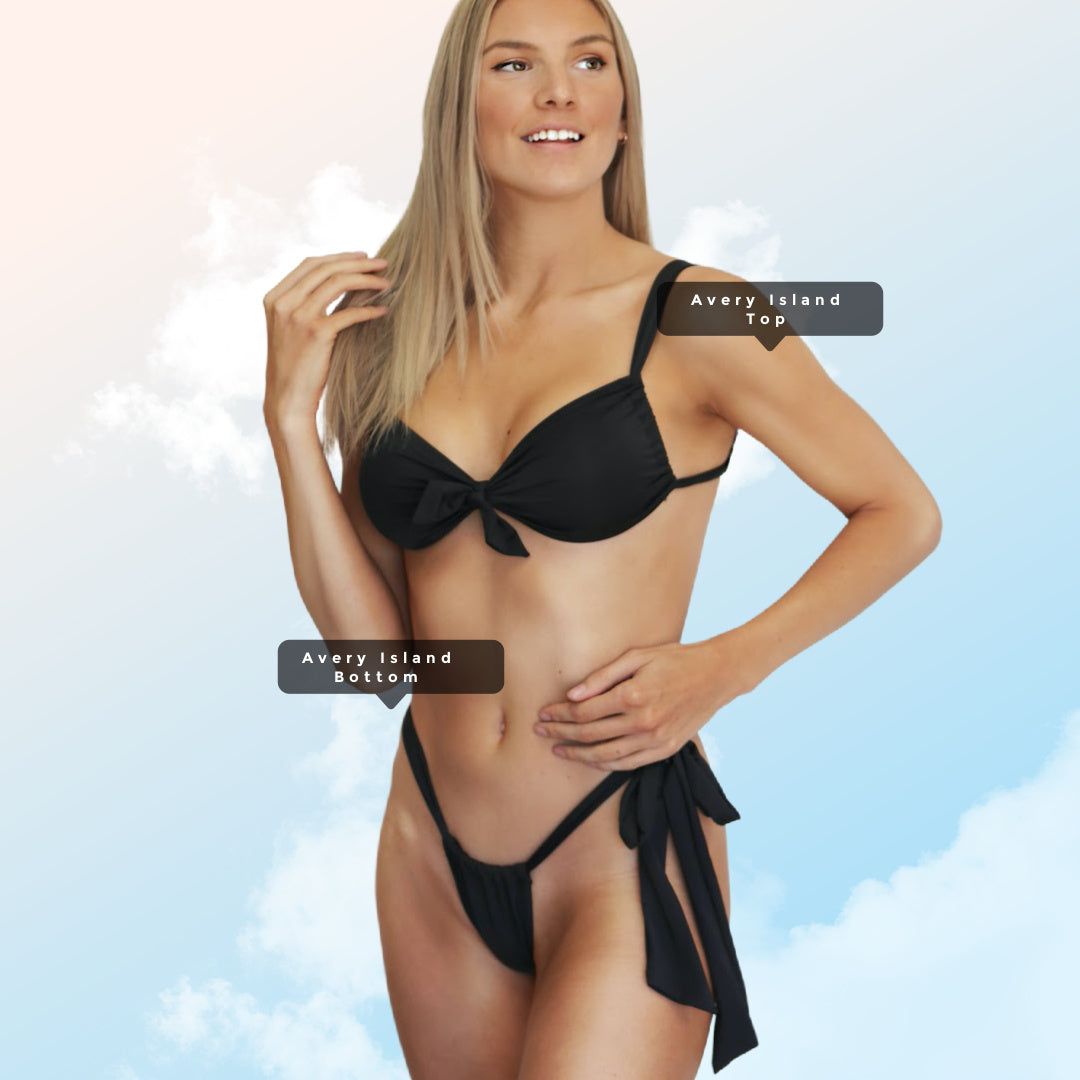 Avery Island Wear 2 Ways Black Bow Bikini Top - Minimalist