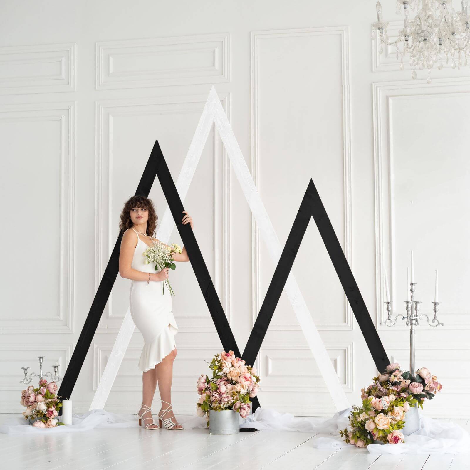 Geometric Triangle Wedding Arch – Modern Ceremony Backdrop