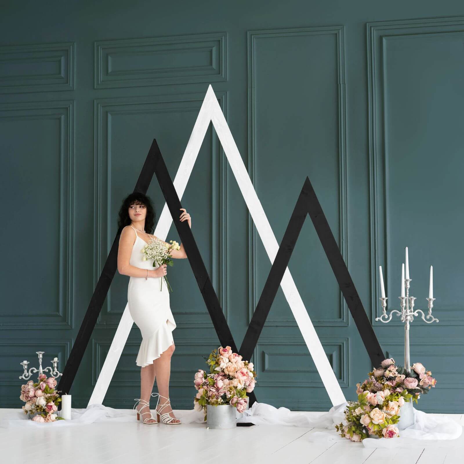 Geometric Triangle Wedding Arch – Modern Ceremony Backdrop