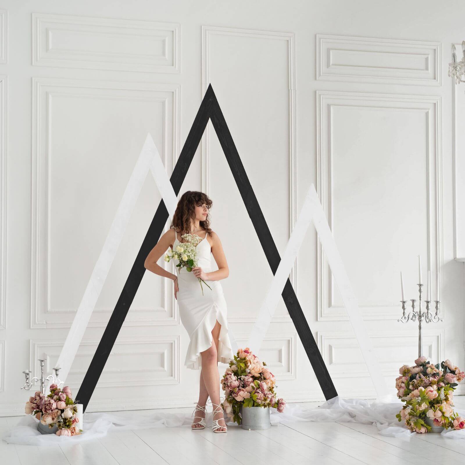Geometric Triangle Wedding Arch – Modern Ceremony Backdrop