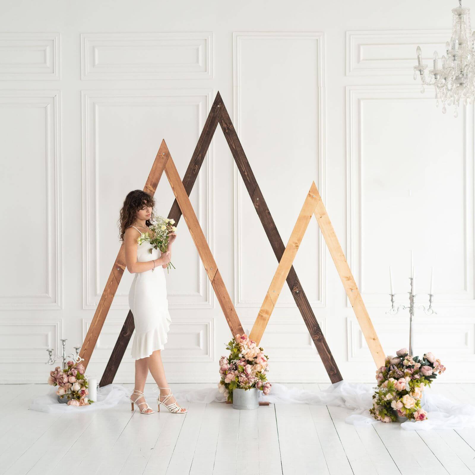 Geometric Triangle Wedding Arch – Modern Ceremony Backdrop