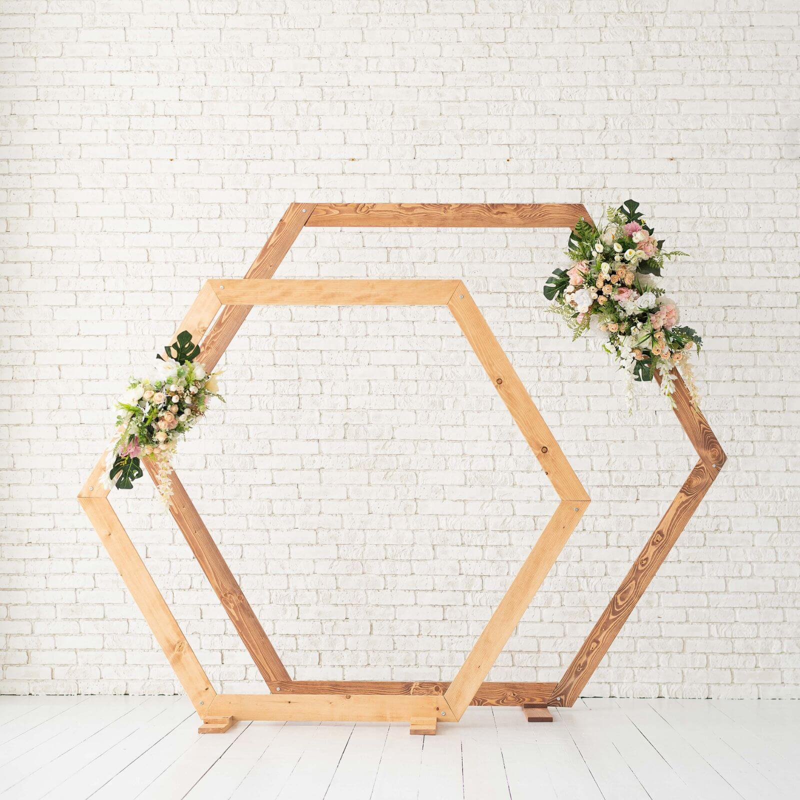 Hexagon Wedding Arch for Ceremony – Eco-Friendly Wooden Backdrop