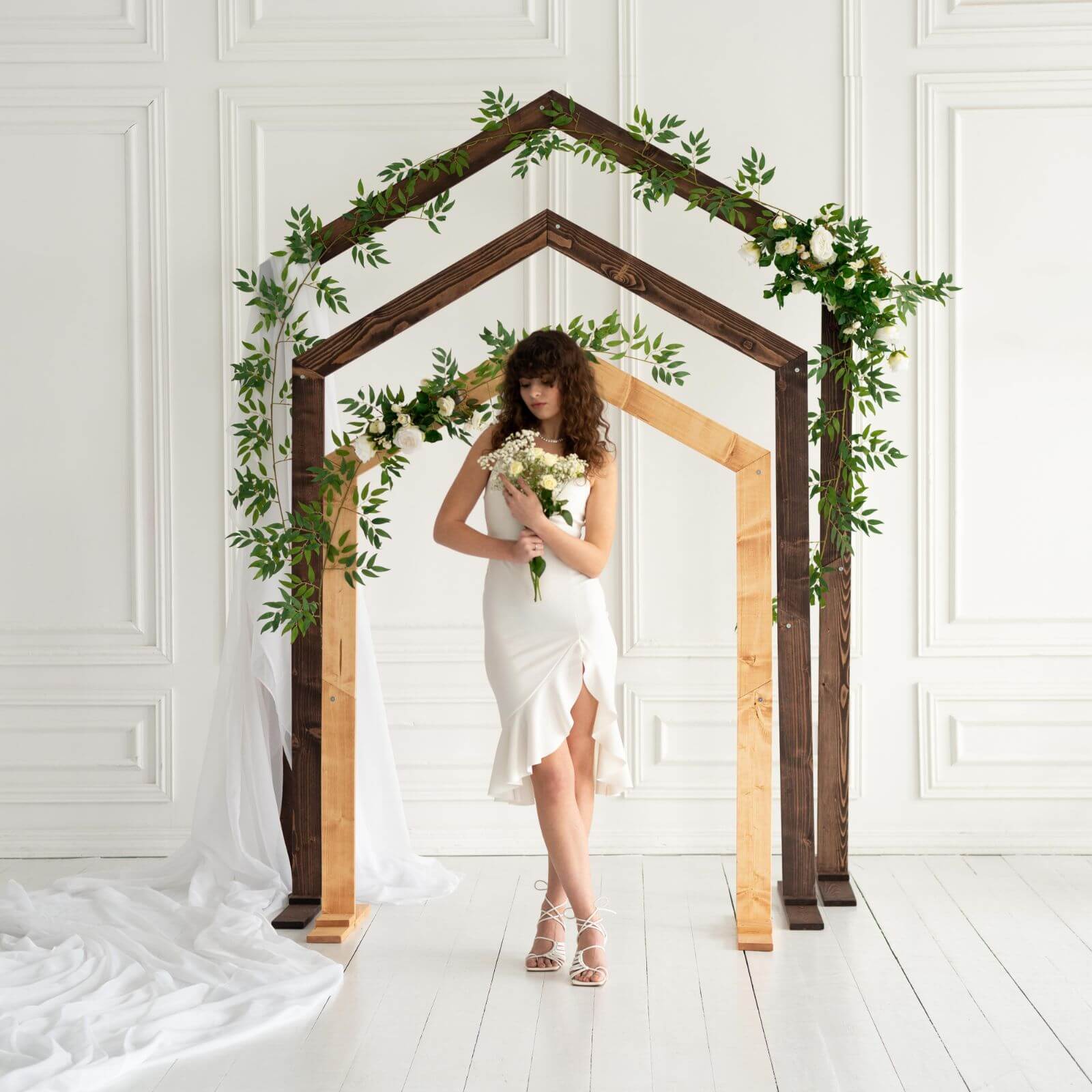 Pentagon Wedding Arch for Ceremony Decor - Eco-Friendly Wood