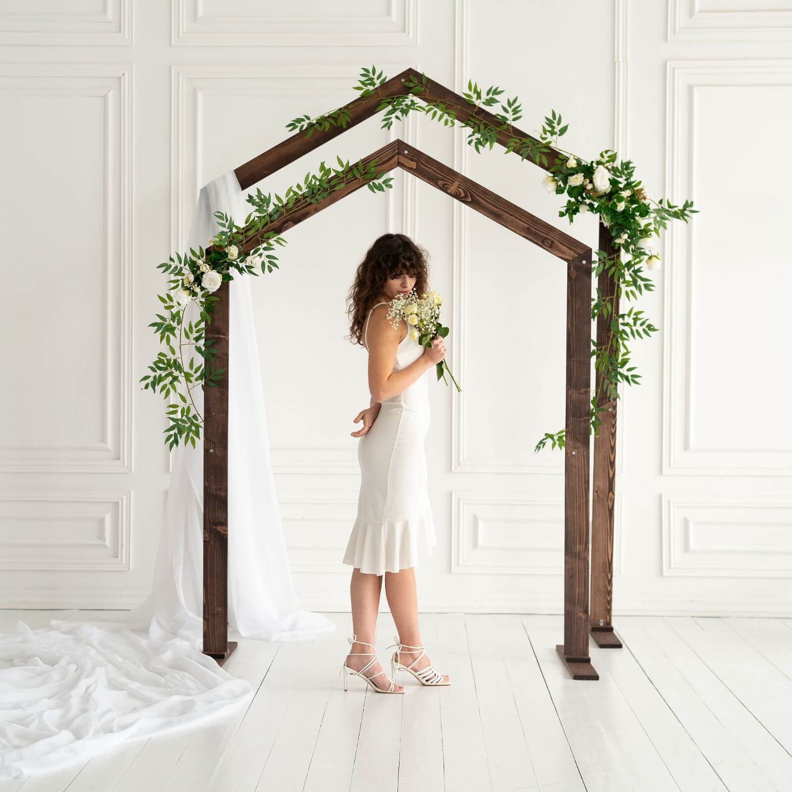 Pentagon Wedding Arch for Ceremony Decor - Eco-Friendly Wood