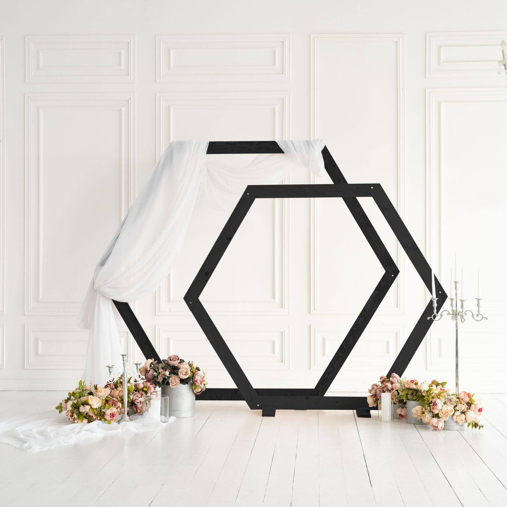 Hexagon Wedding Arch for Ceremony – Eco-Friendly Wooden Backdrop