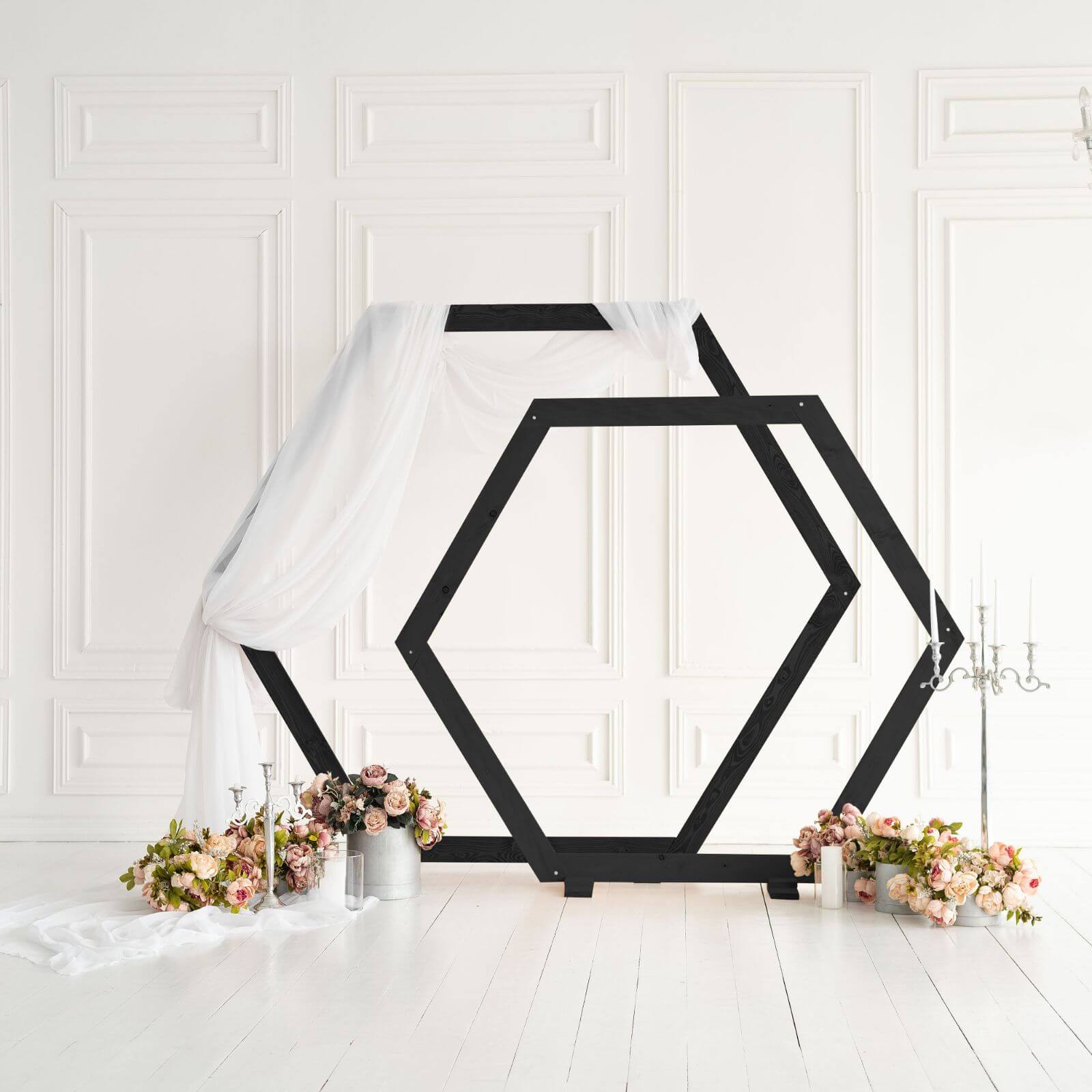 Hexagon Wedding Arch for Ceremony – Eco-Friendly Wooden Backdrop