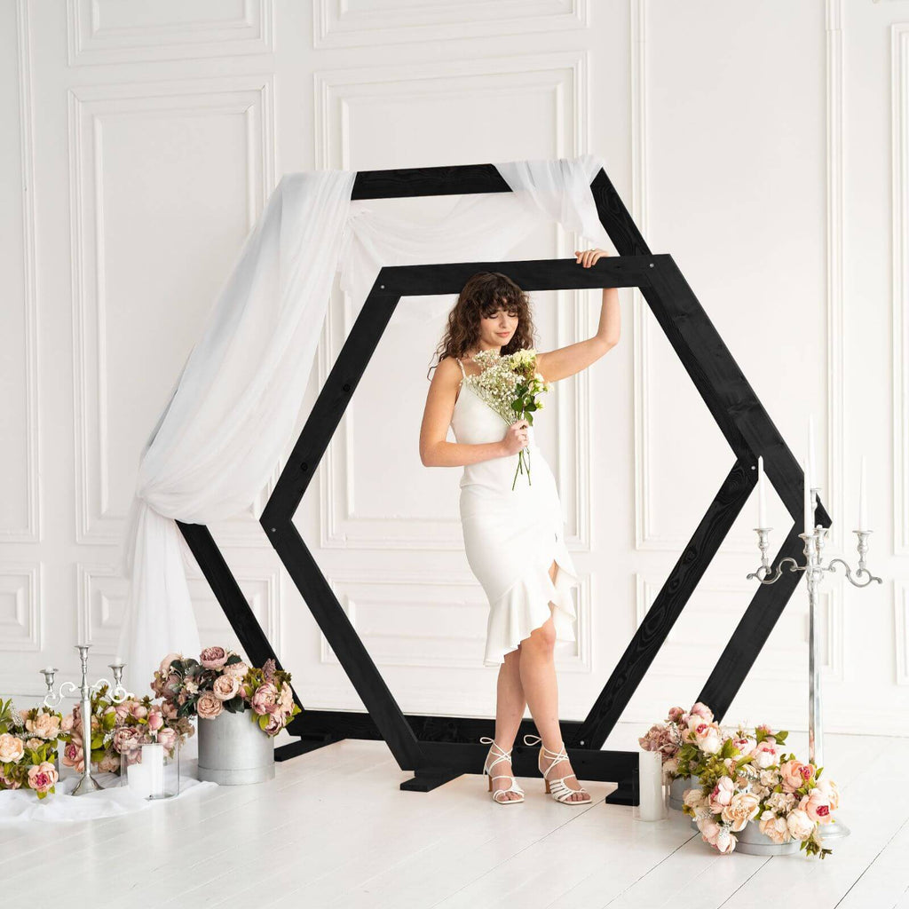 Hexagon Wedding Arch for Ceremony – Eco-Friendly Wooden Backdrop