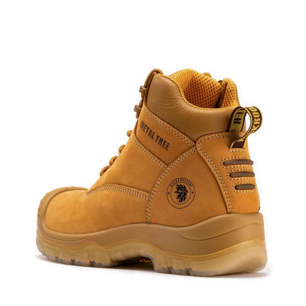rockrooster Woodland Wheat 6 inch Composite Toe Zip-sided Leather Work Boots AK659