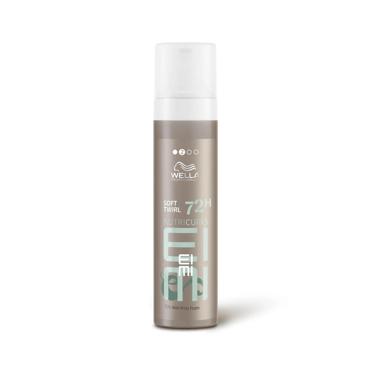 Wella Eimi Nutricurls Soft Twirl 72H Anti-Frizz Foam in a 6.7 oz bottle.