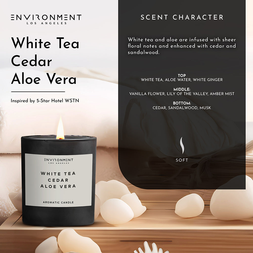 White Tea and Cedar Scented Candle with Lid - 8oz Luxury Home Decor