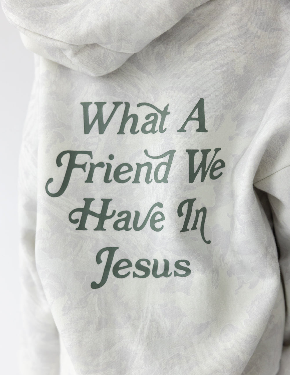 Kids Camo Print Pullover Hoodie in Grey and White