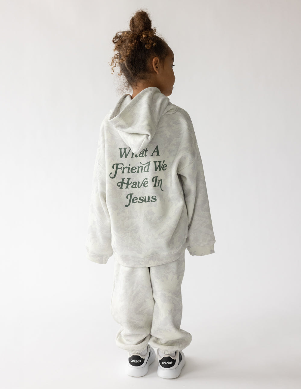 Kids Camo Print Pullover Hoodie in Grey and White