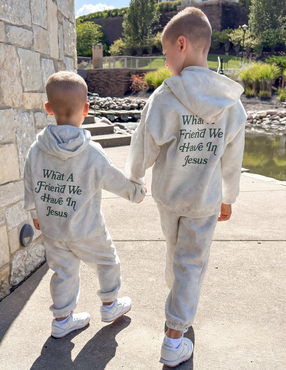 Kids Camo Print Pullover Hoodie in Grey and White