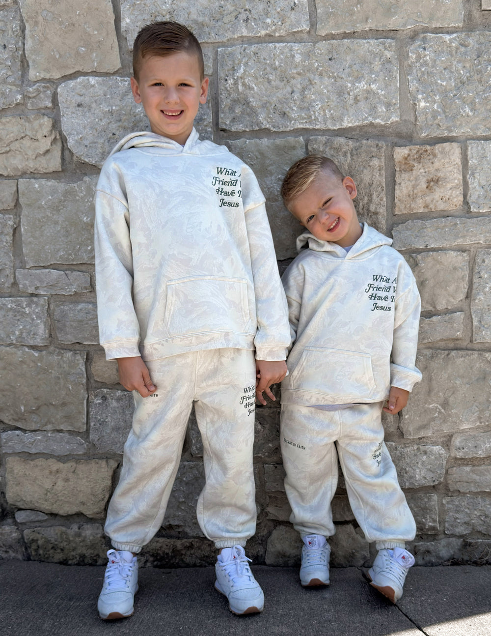 Kids Camo Sweatpants in Grey and White, Relaxed Fit Knit Joggers