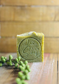 Sage-green Aloe Vera handmade moisturizing soap bar for sensitive skin.