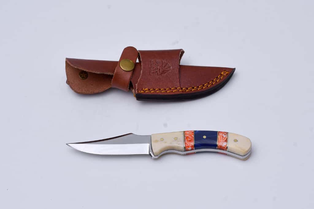 Handcrafted Fixed Blade Hunting Knife with Custom Handle & Leather Sheath - TS-1