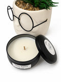 Palo Santo soy wax candle in a 4 oz size with a minimalist modern aesthetic.