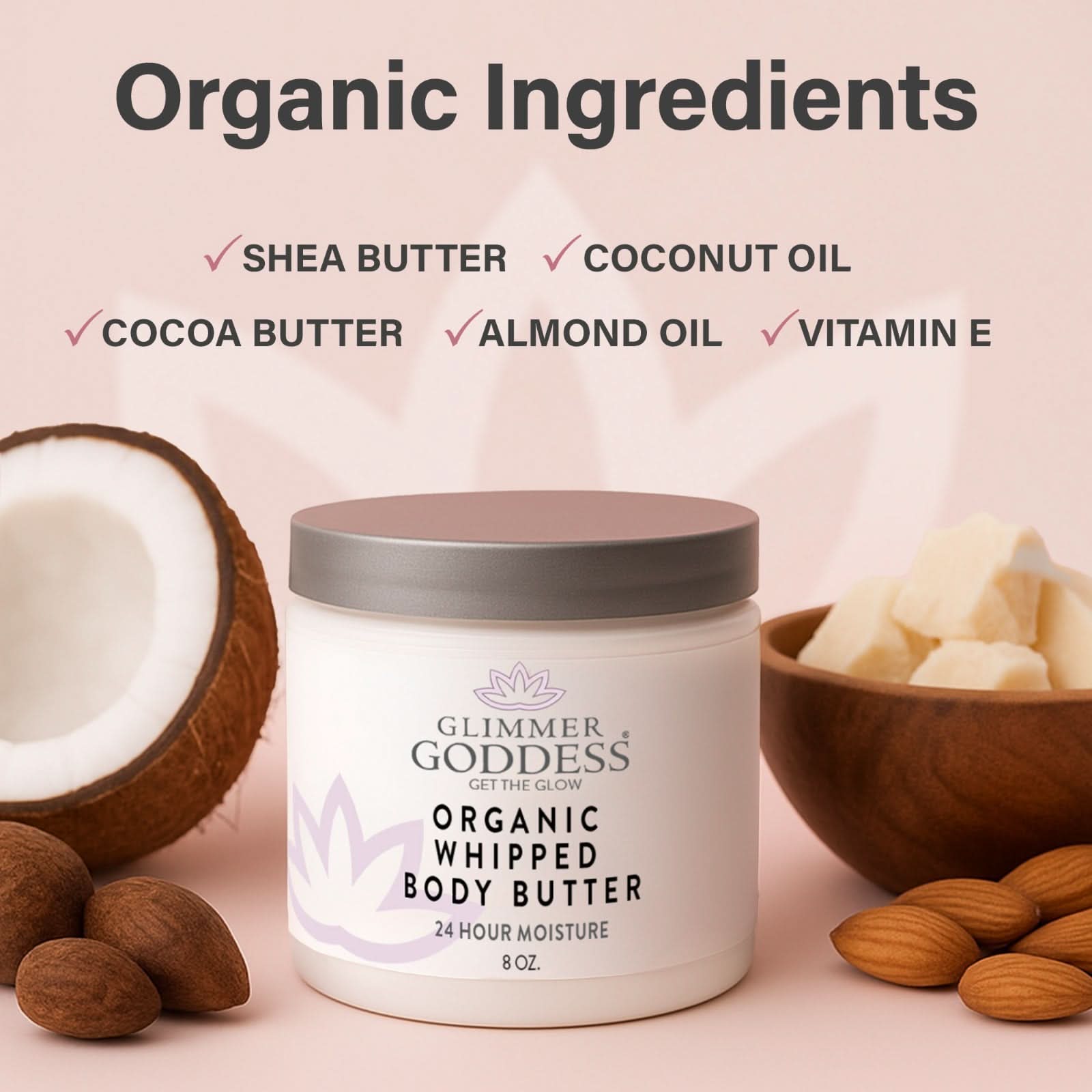 Organic Whipped Body Butter Unscented 24-Hour Moisturizing Cream