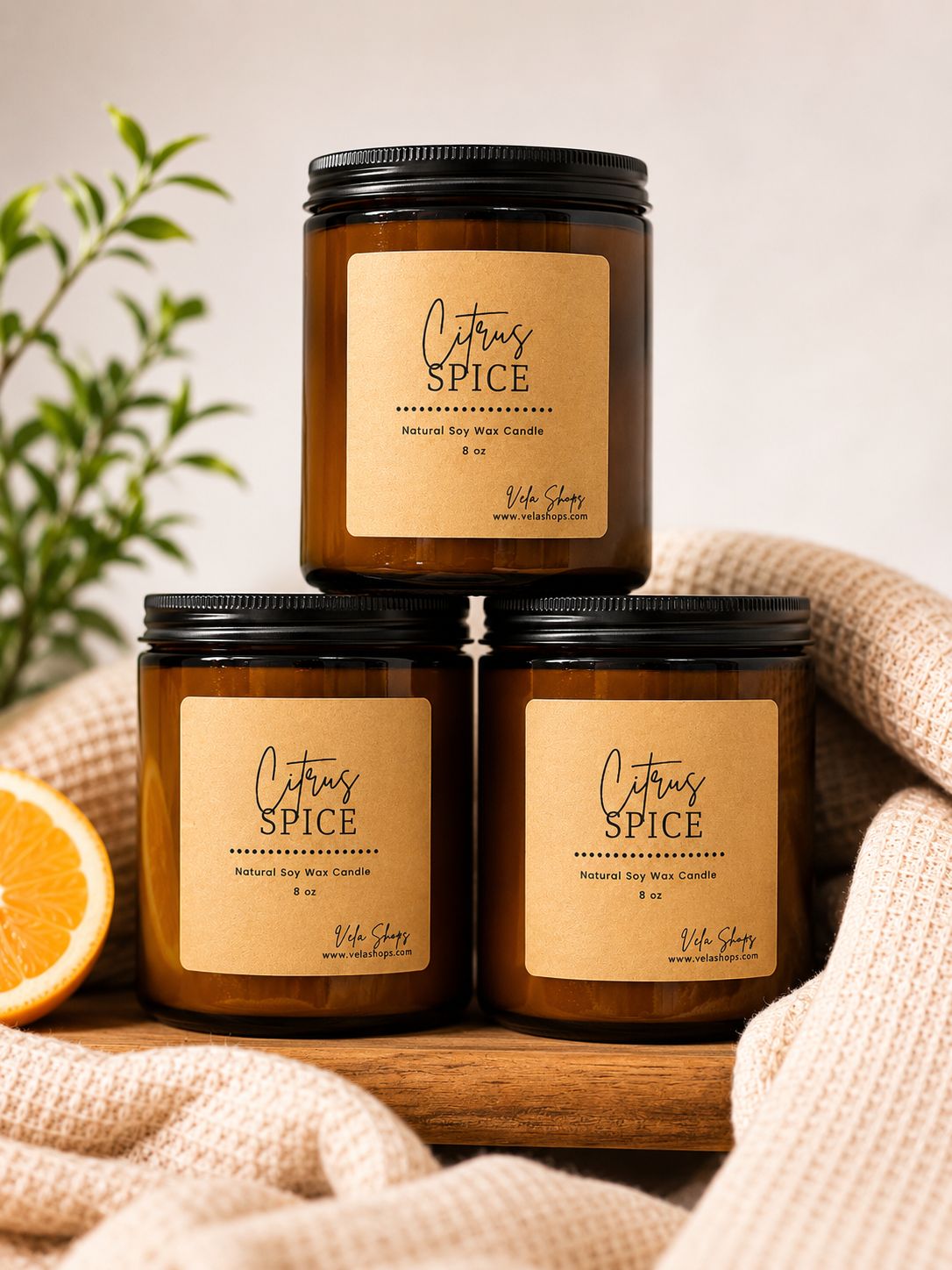 Citrus Spice Soy Wax Candle - 8 oz Refreshing Home Fragrance