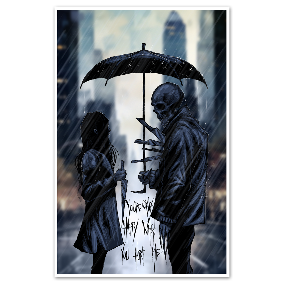 A stylized 11x17 art print with the text When You're Happy on durable white cardstock.