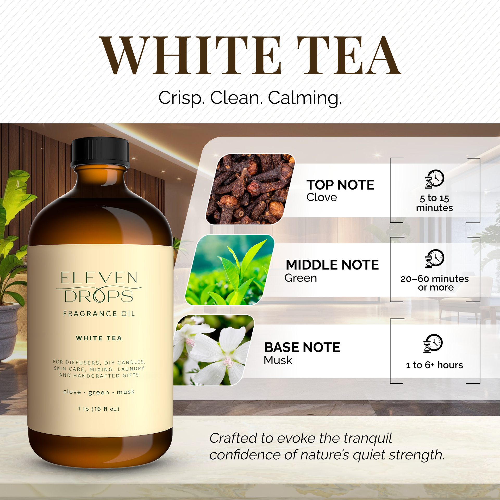 White Tea Essential Fragrance Oil for Diffusers and Home Decor