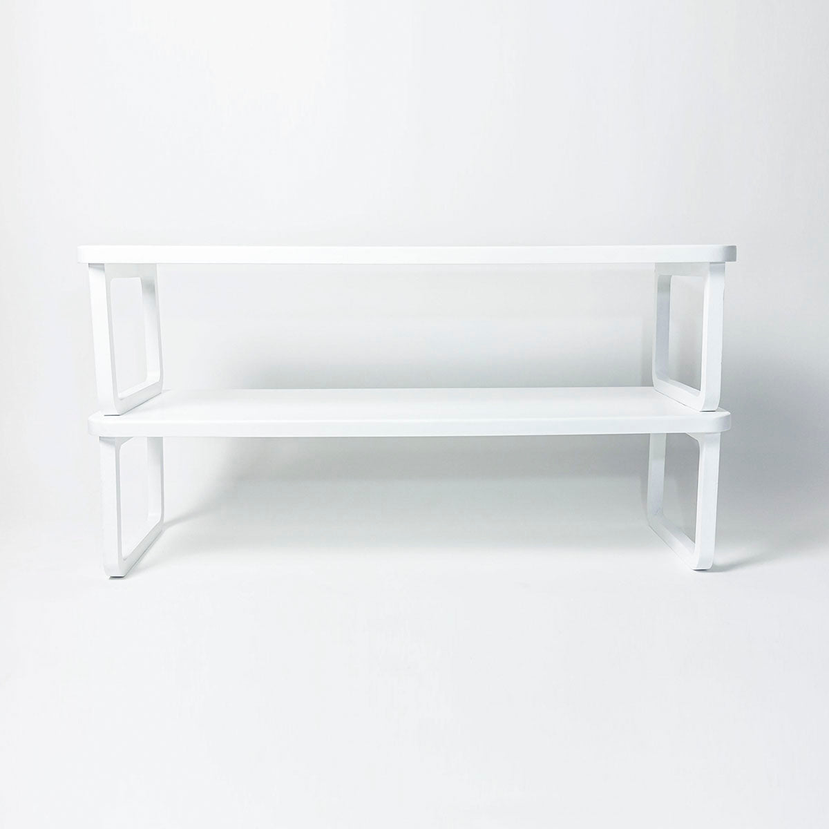 White Wooden Shoe Shelf Minimalist Stackable Storage Organizer - Image 2