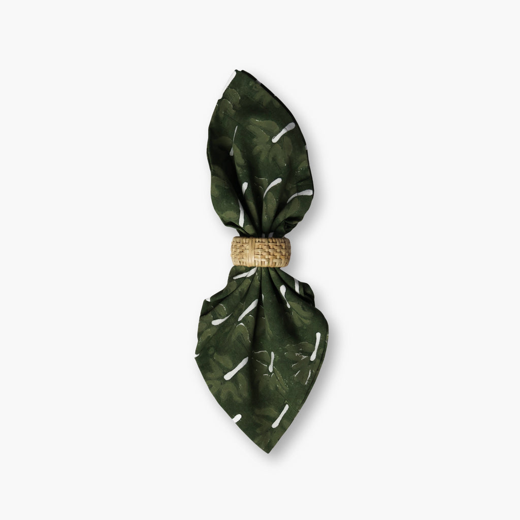 Zeenat Cotton Table Napkins in Chive Green, Set of 2