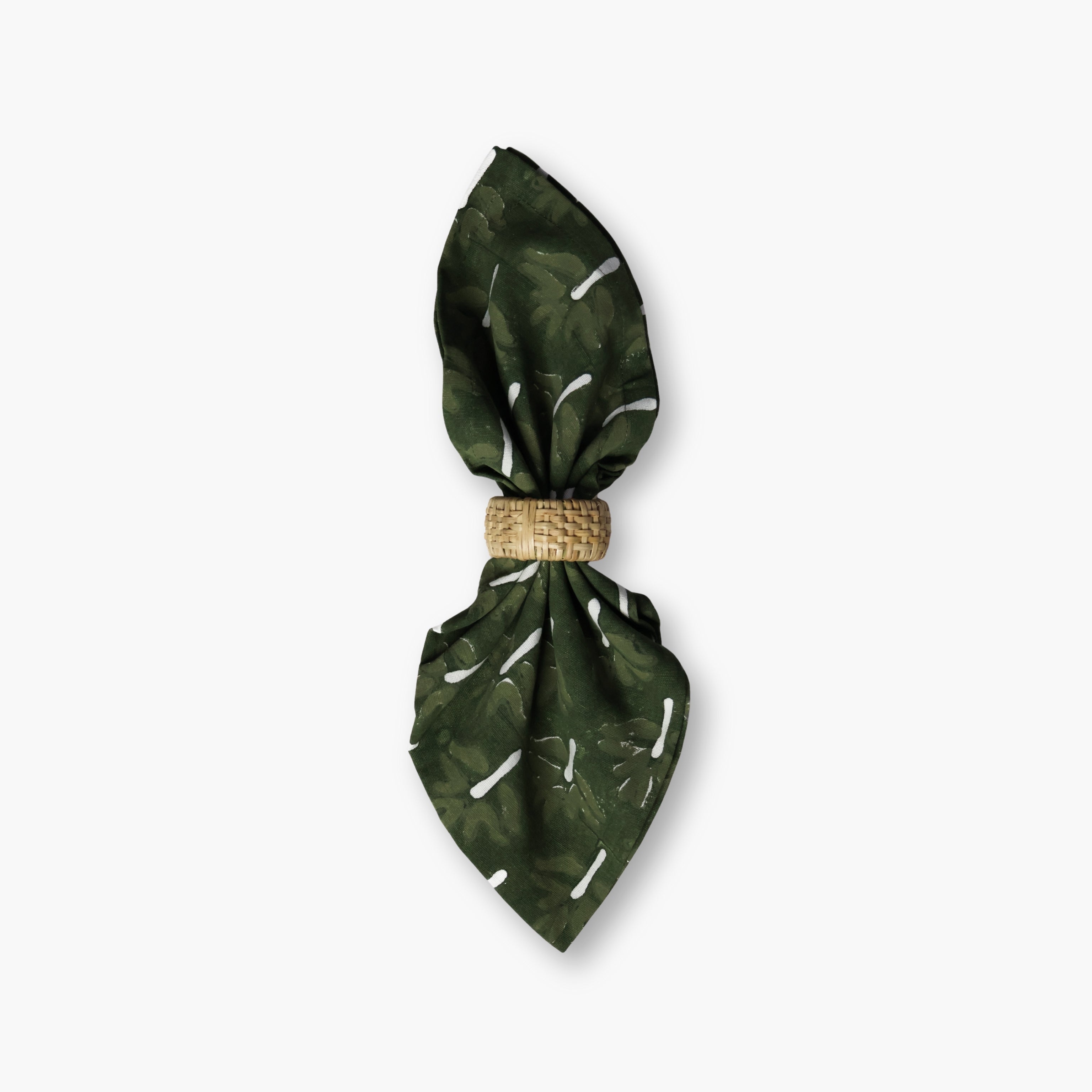 Zeenat Cotton Table Napkins in Chive Green, Set of 2