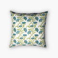 Bella throw pillow cover in olive green and blue with hand-block printed gulmohar vine and floral motif