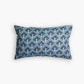 Zeenat lumbar pillow cover in steel blue with intricate hand-block printed semal floral design