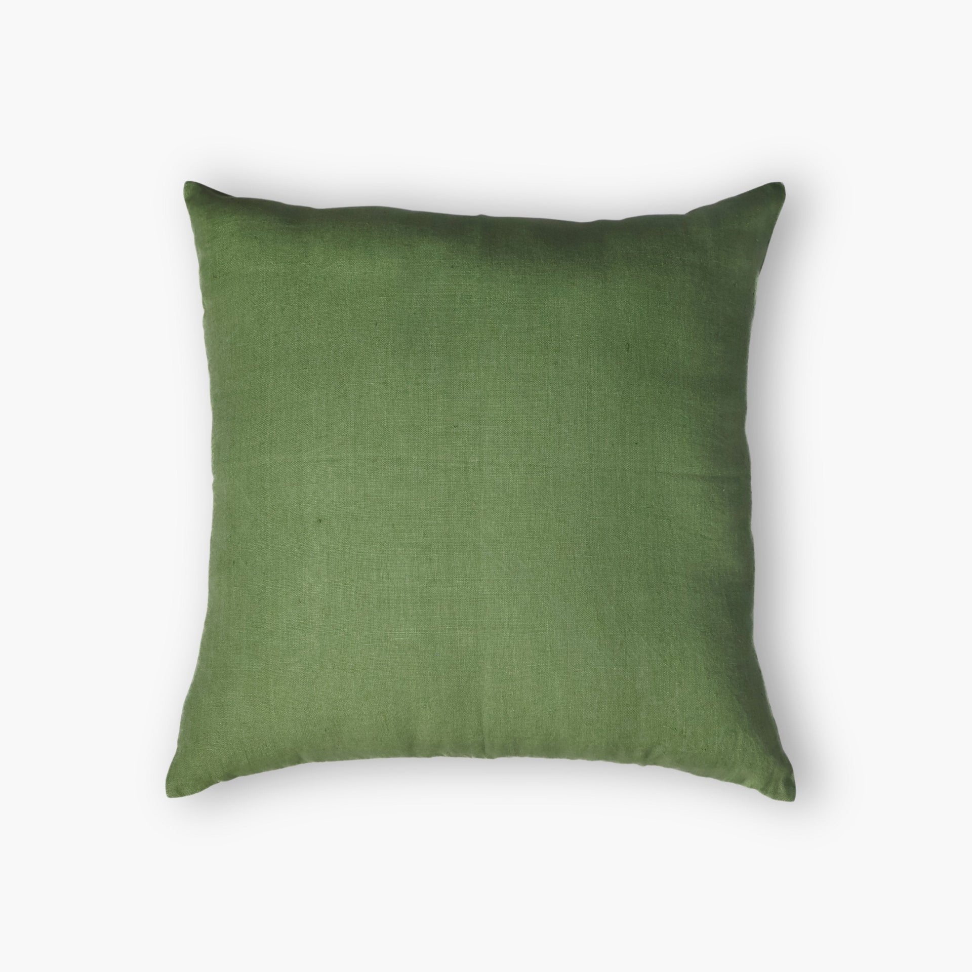 Bella Floral Linen Throw Pillow Cover in Olive Green & Blue