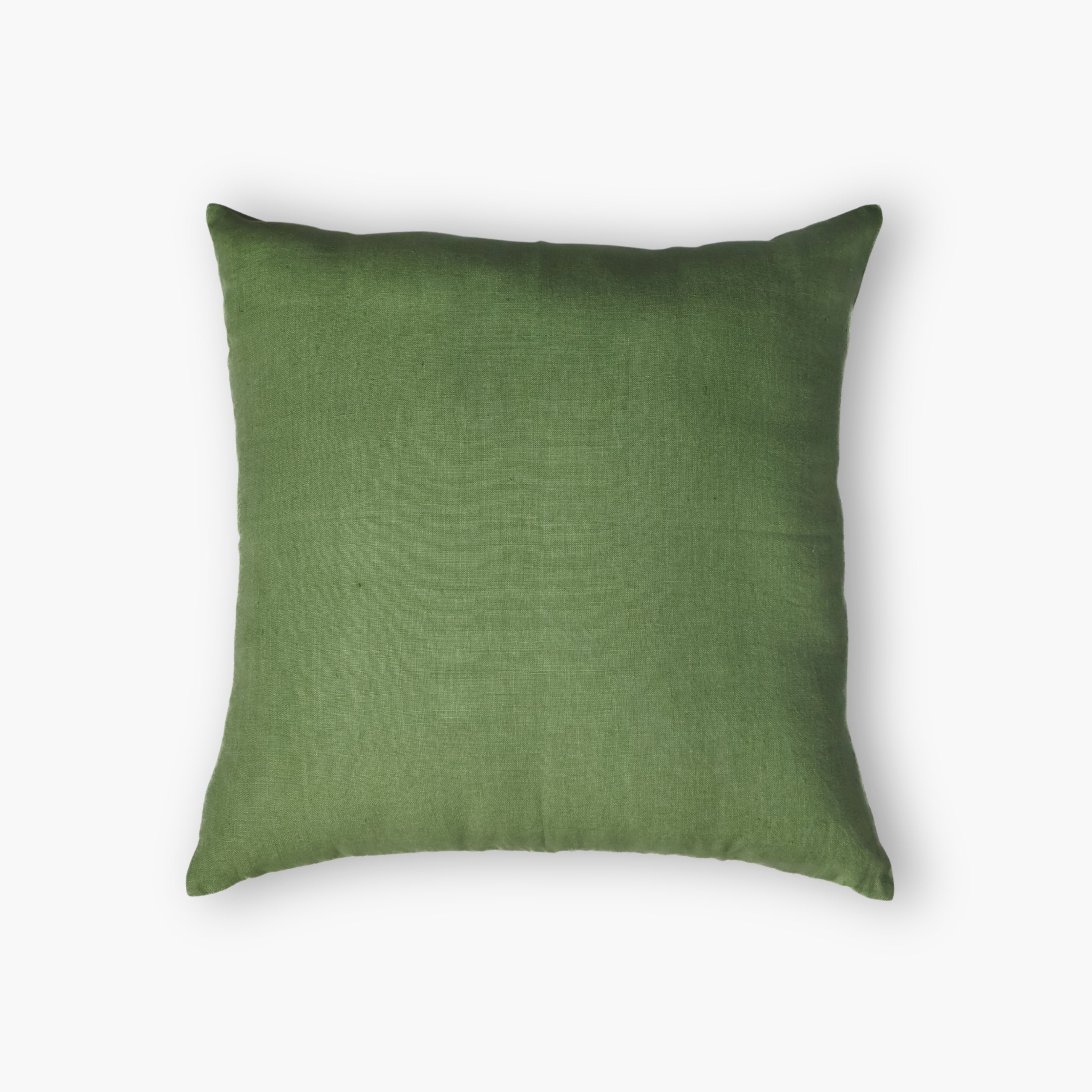 Bella Floral Linen Throw Pillow Cover in Olive Green & Blue