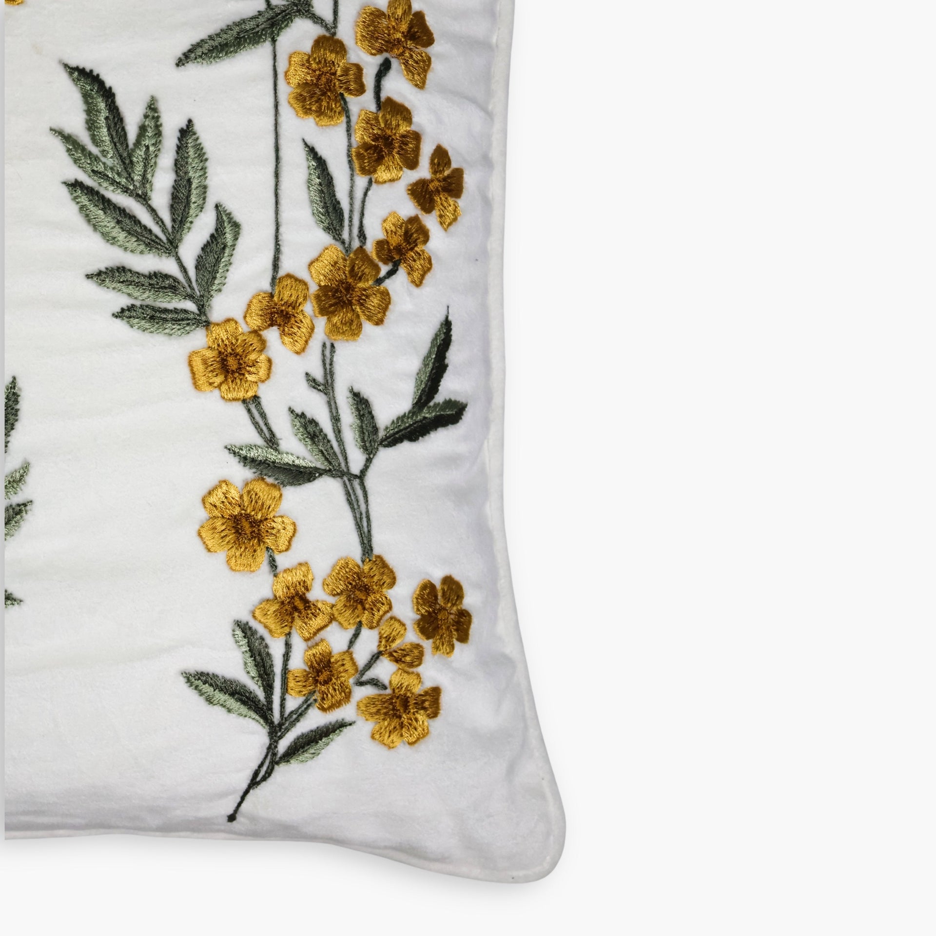 Ziva Embroidered Cotton Velvet Throw Pillow Cover