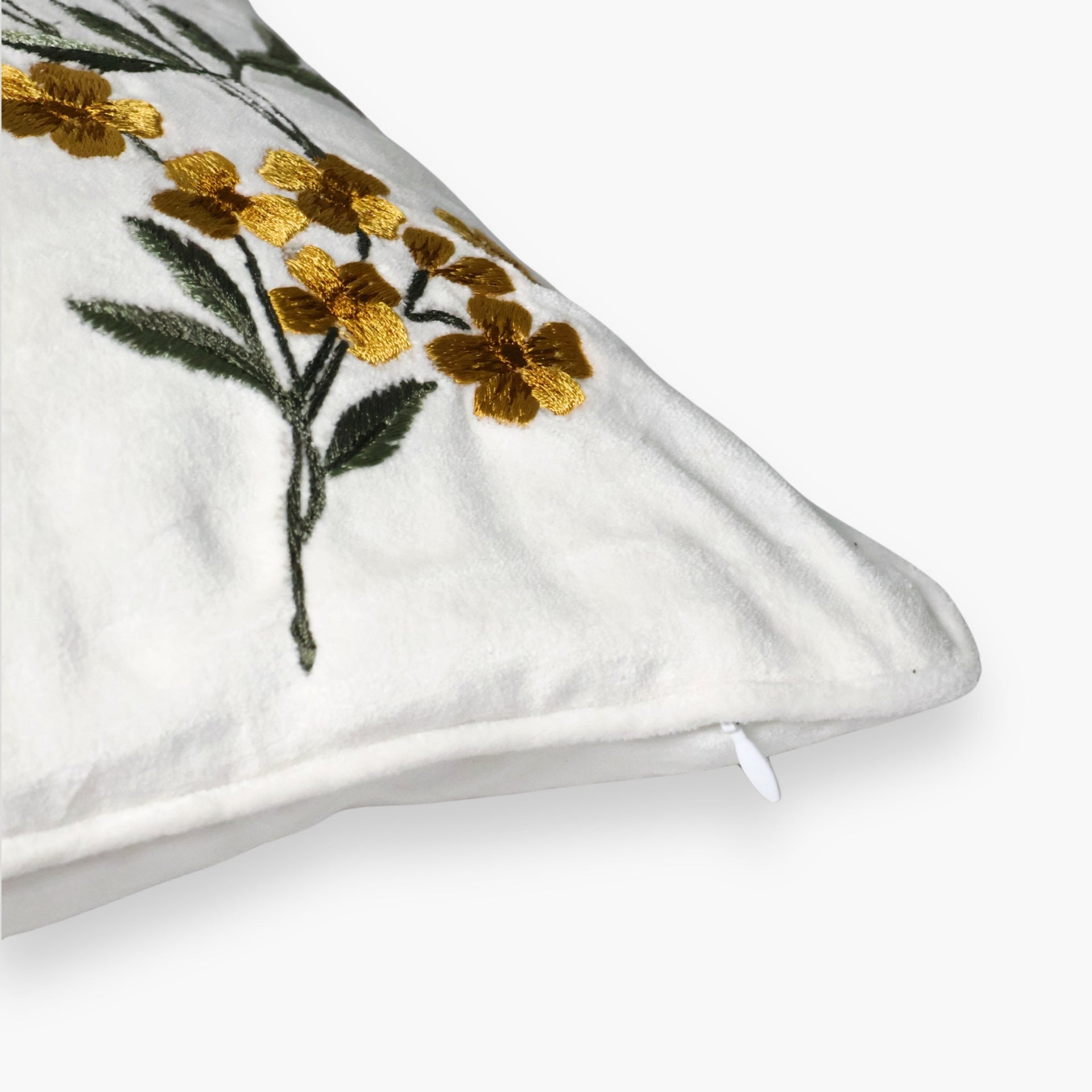 Ziva Embroidered Cotton Velvet Throw Pillow Cover