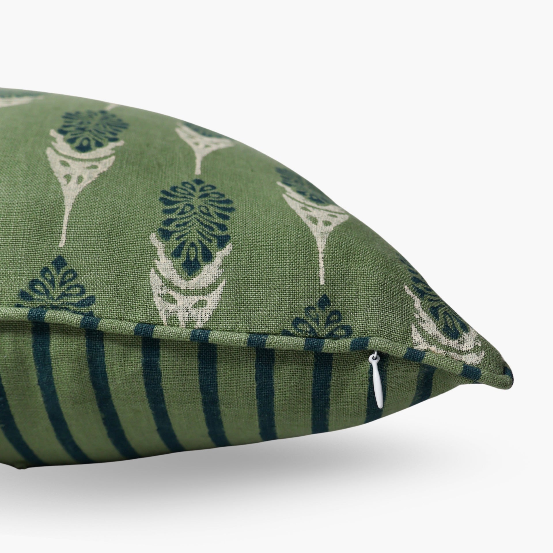 Bahaar Throw Pillow Cover in Oil Green