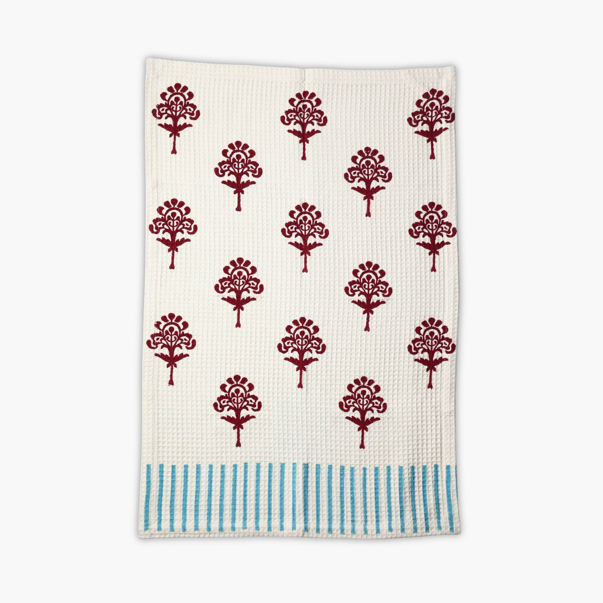Harmony Waffle Kitchen Towels in Red Dahlia Organic Cotton