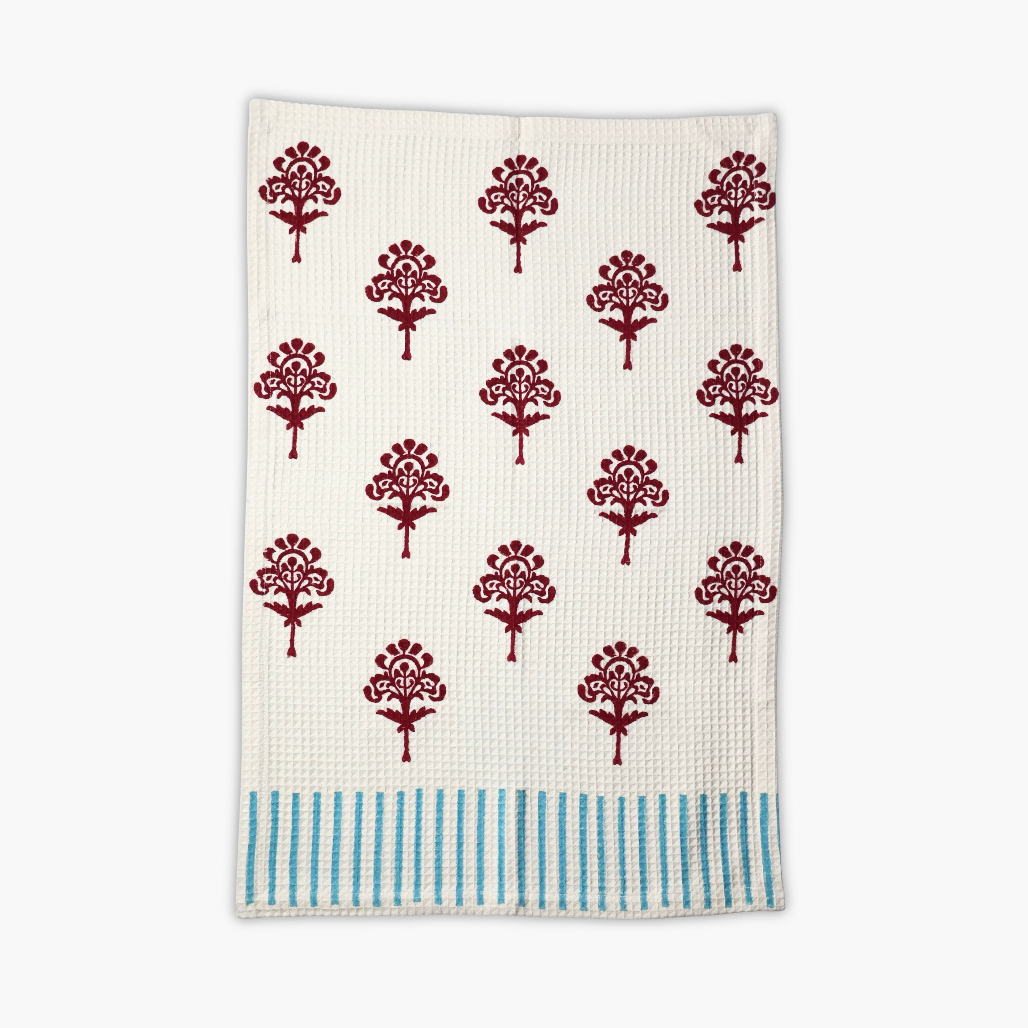 Harmony Waffle Kitchen Towels in Red Dahlia Organic Cotton