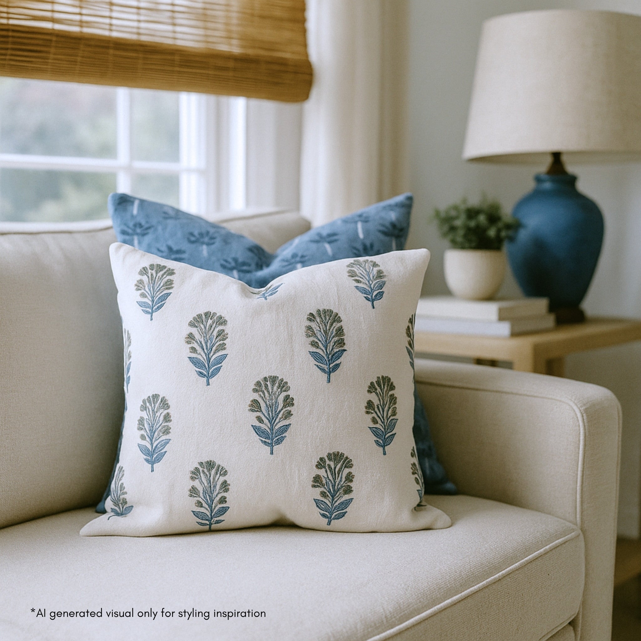 Begum Throw Pillow Cover in Cornflour Blue