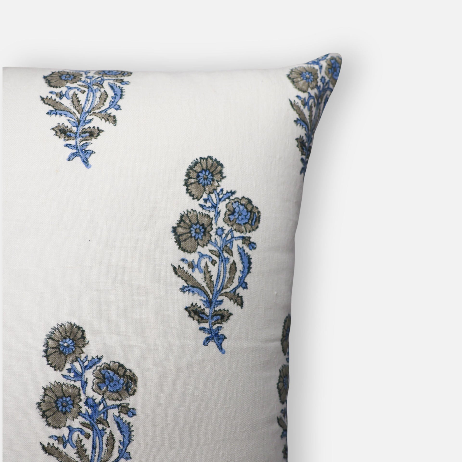 Firozi Floral Throw Pillow Cover in Blue Bohemian Cotton