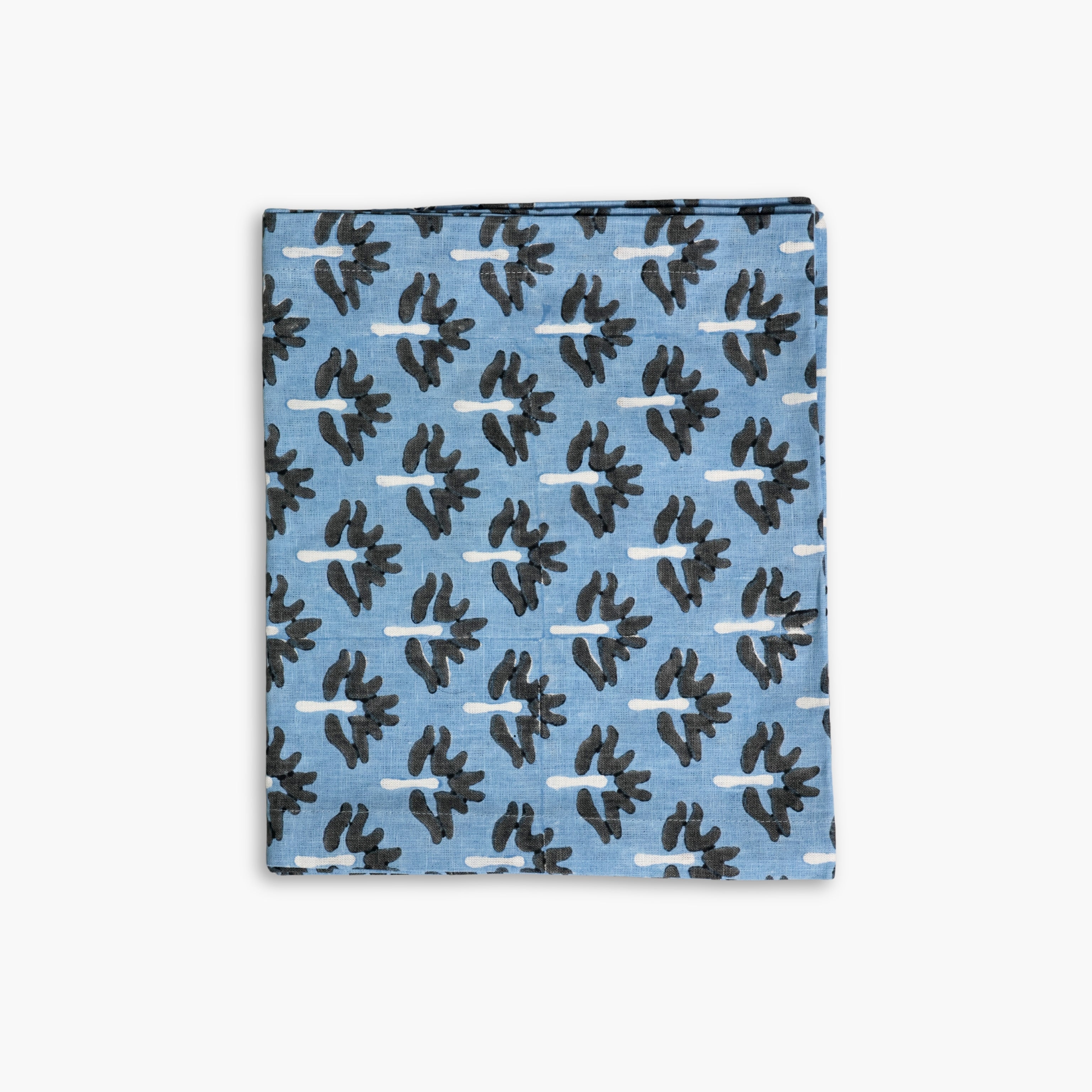 Steel Blue linen table runner with semal flower hand-block print