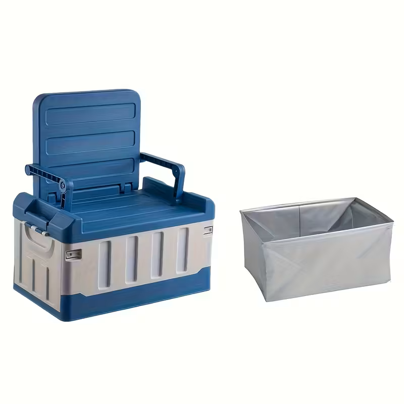 Foldable Camping Stool with Backrest and Storage Bag for Outdoors