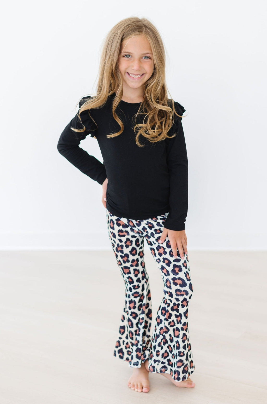 Wild One Ribbed Velvet Flare Pants for Kids - Image 2