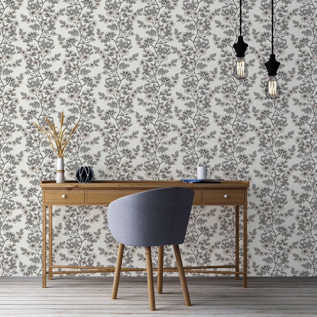 Shia Floral Removable Wallpaper - Vintage Botanical Red & Sage